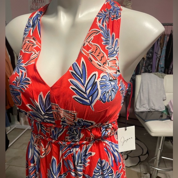 NWT Japna Red and Blue Maxi Dress with Elegant Design - Picture 3 of 9